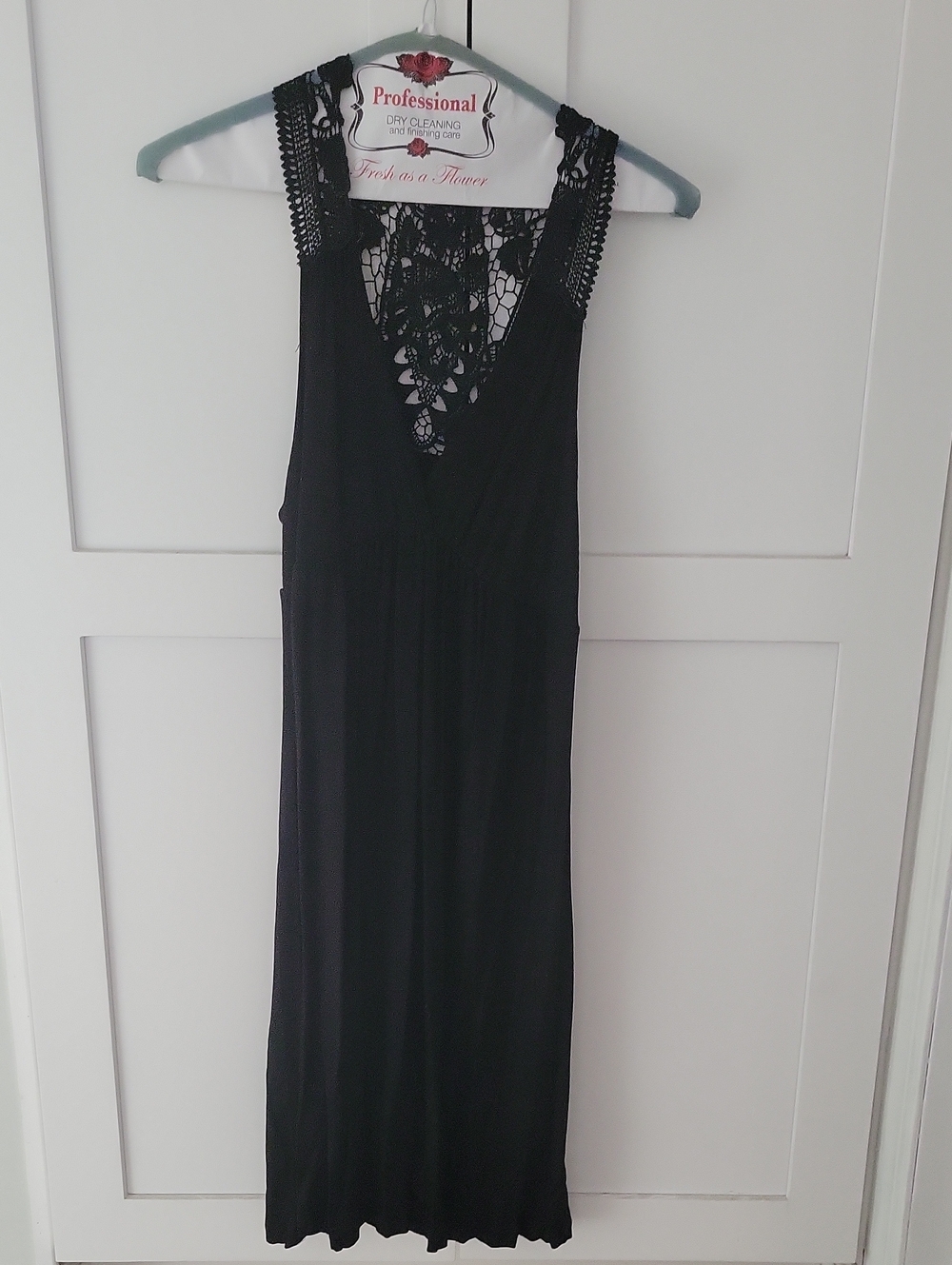 Lush Black Lace-Detail Maxi Dress